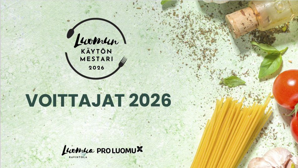 Luomun käytön mestaruudet eniten luomua lisänneiden sarjassa menivät tänä vuonna Kokemäen ruokapalveluille ja Tampere-talolle.